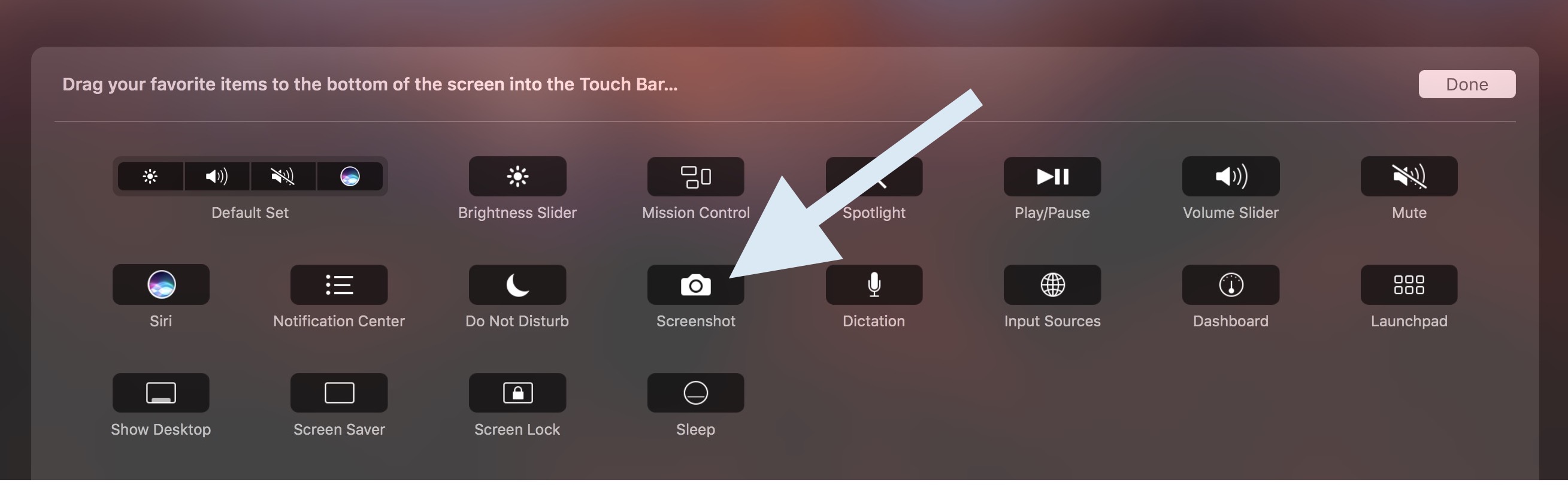 screenshot button for on mac led panel
